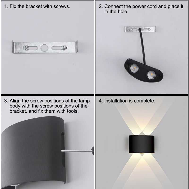 Modern LED Wall Light Up and Down - Indoor & Outdoor Sconce - Minimalist Curved Design - Warm/White Light - IP65 Waterproof Aluminum - Luxury Home Decor Lamp