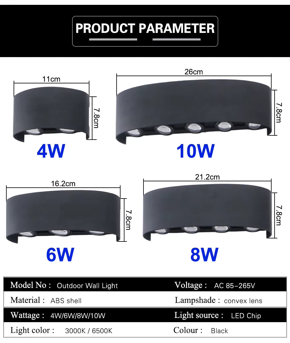 Modern LED Wall Light Up and Down - Indoor & Outdoor Sconce - Minimalist Curved Design - Warm/White Light - IP65 Waterproof Aluminum - Luxury Home Decor Lamp