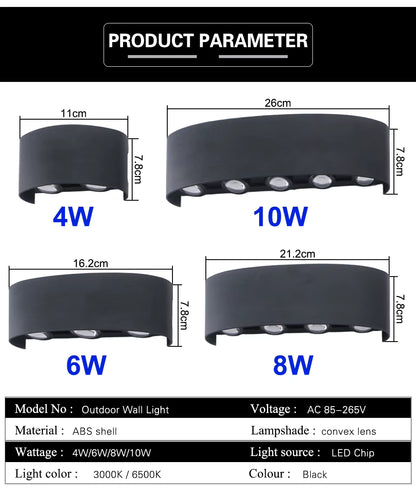 Modern LED Wall Light Up and Down - Indoor & Outdoor Sconce - Minimalist Curved Design - Warm/White Light - IP65 Waterproof Aluminum - Luxury Home Decor Lamp