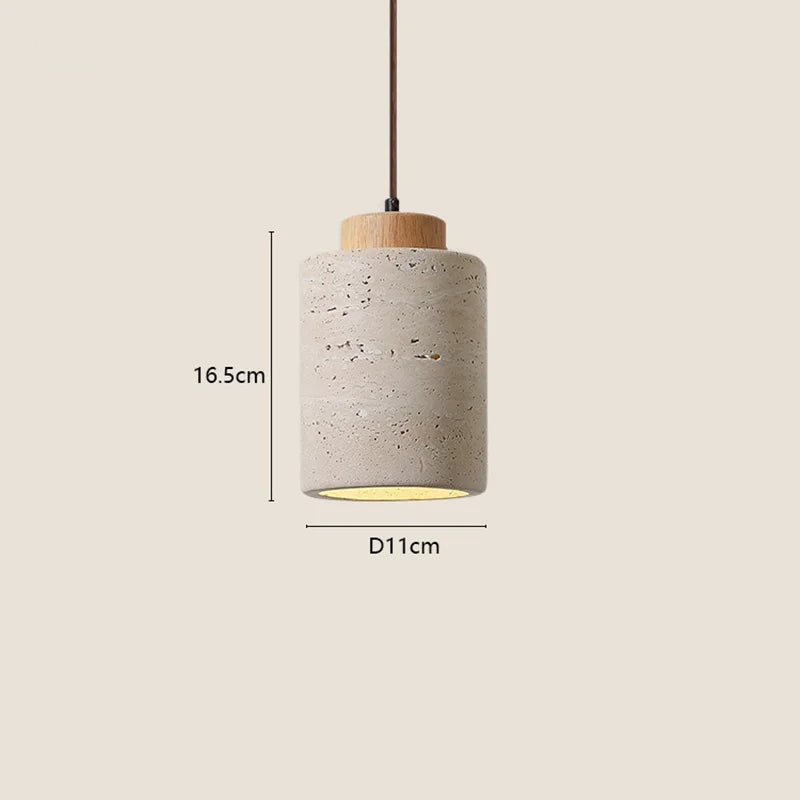 Natural Travertine Pendant Light – Wabi Sabi Stone Hanging Lamp – Japandi Modern Ceiling Light – Minimalist Designer Kitchen & Dining Room Lighting