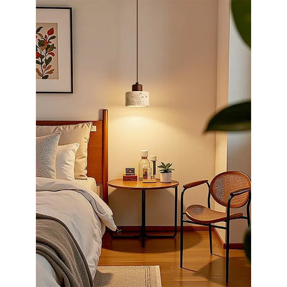 Natural Travertine Pendant Light – Wabi Sabi Stone Hanging Lamp – Japandi Modern Ceiling Light – Minimalist Designer Kitchen & Dining Room Lighting