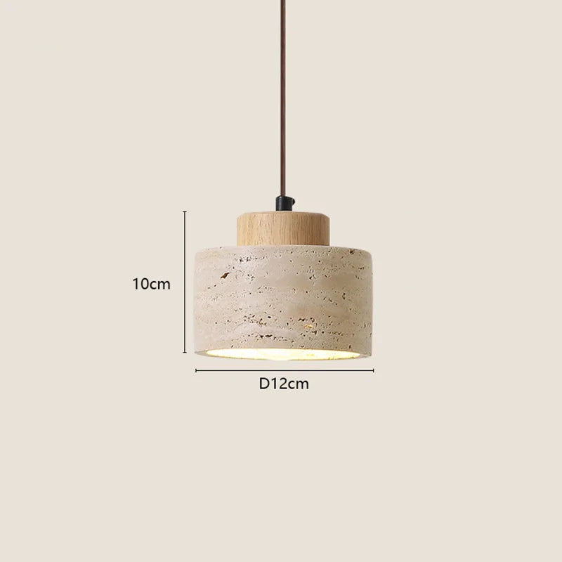 Natural Travertine Pendant Light – Wabi Sabi Stone Hanging Lamp – Japandi Modern Ceiling Light – Minimalist Designer Kitchen & Dining Room Lighting