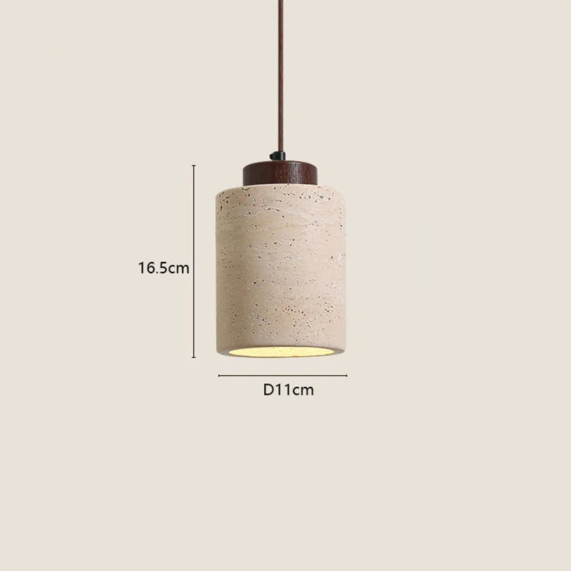 Natural Travertine Pendant Light – Wabi Sabi Stone Hanging Lamp – Japandi Modern Ceiling Light – Minimalist Designer Kitchen & Dining Room Lighting