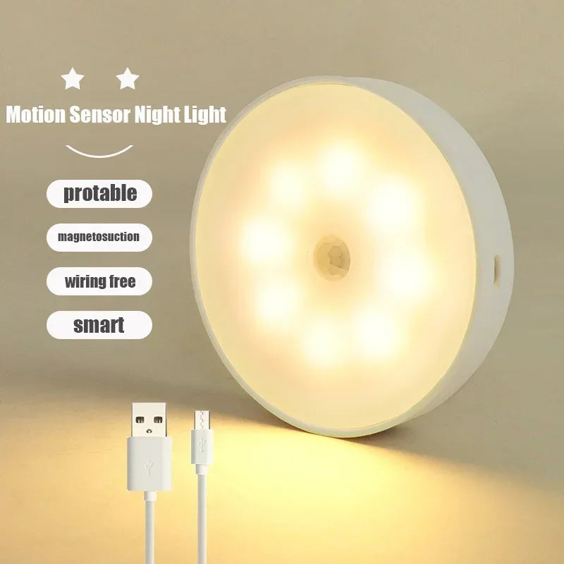 LED Motion Sensor Light Wireless Night Light under Cabinet Light Closet Lamp Smart Wall-Mounted Body Induction Lamp Home Decor