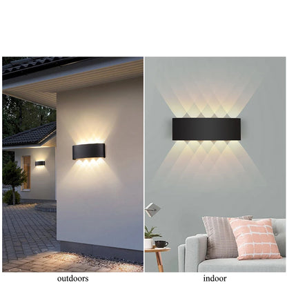 Modern LED Wall Light Up and Down - Indoor & Outdoor Sconce - Minimalist Curved Design - Warm/White Light - IP65 Waterproof Aluminum - Luxury Home Decor Lamp