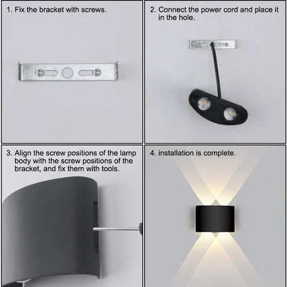 Modern LED Wall Light Up and Down - Indoor & Outdoor Sconce - Minimalist Curved Design - Warm/White Light - IP65 Waterproof Aluminum - Luxury Home Decor Lamp