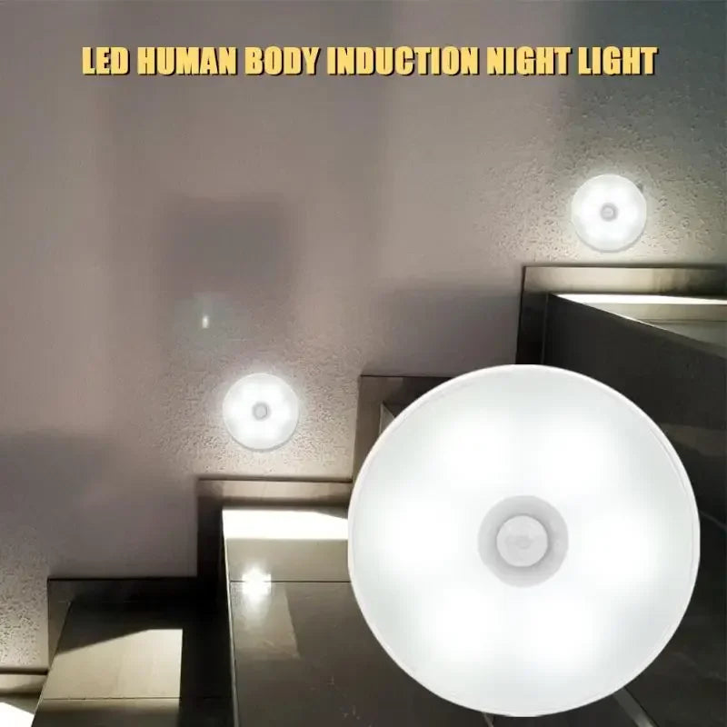 LED Motion Sensor Light Wireless Night Light under Cabinet Light Closet Lamp Smart Wall-Mounted Body Induction Lamp Home Decor